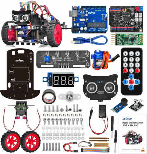 OSOYOO Model 3 Robot Car DIY Starter Kit for Arduino, Remote Control App, Educational Motorized Robotics, IOT Coding