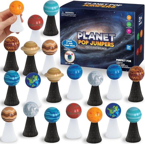 Liberty Imports Planet Pop Jumpers for Kids, 20 Pack Light-Up Solar System