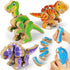 Coogam Build Your Own Dinosaurs Toy, Snap Together Building Dinosaurs Playset, Wooden