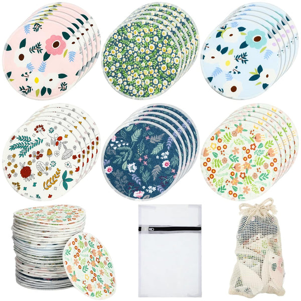 Sosation 30 Pcs Reusable Nursing Pads Washable Bamboo Breast Pads with Storage