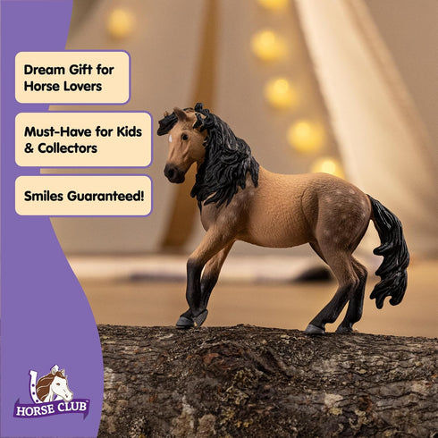 5 5+ 14894 Schleich Horse Club - Andalusian Mare Figurine with Spotted Brown Coat - Realistic Horse Toy with Long Black