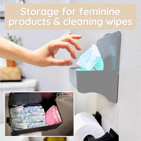 1 Pack Bathroom Wipes Holder Dispenser with Shelf Restroom Organizer & Wipe Holder for Bathroom Tool Free Wall Mounted