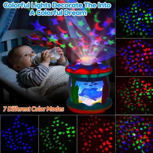 6-12 Tummy 0-6 3-6 4 5 6 7 8 9 12-18 1 Baby Toys Months Ocean Projector Rotating Musical Light Up Time Toys for Infant