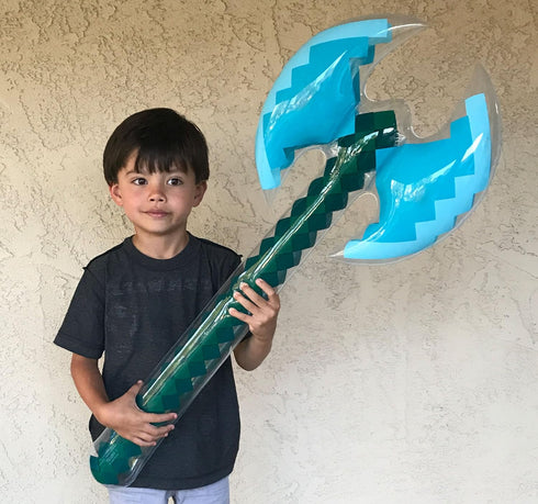 Inflatable Weapons - Diamond Swords, Axes & Hatchet, Blow Up Party Favors for Boys & Girls, 6 Pack