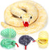53 Inch Giant Snake Plush Mommy with 3 Babies - Realistic Golden Python Stuffed Animal Easter Gift for Kids