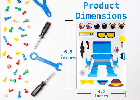 24 Make A Robot Stickers for Kids - Fun Craft Project and Birthday Party Favors for Children 3+