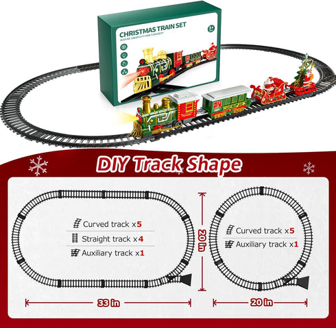 Novaluki Set 4-8, 3 4 5 6 7 8 Christmas Train for Kids, Electric Train Toy with Light and Sound, DIY Building Train
