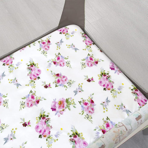 Pack 2 Pack Pack and Play Sheets Girl, Mini Crib Sheets, Stretchy Playard Fitted Sheet, Compatible with Graco n Play