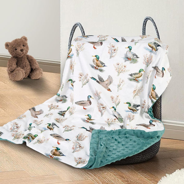 Mallard Duck Baby Blanket for Boys Girls Soft Fleece Minky Blanket with