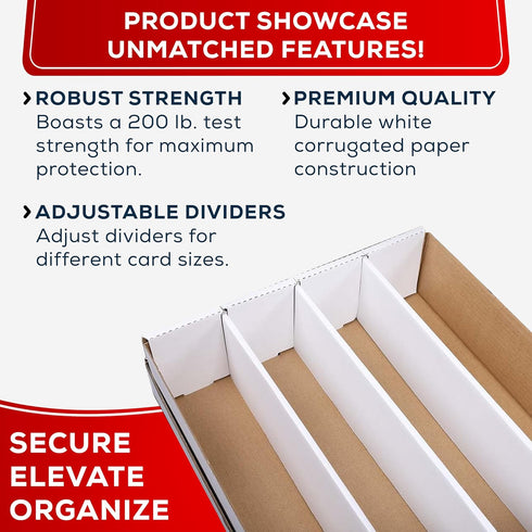 Premium 3200 Count Storage Box 4 Row Monster - 200 Pound Test Strength - Trading Card Cardboard Box For Football, Basketball, Baseball & Gaming Cards - 1 Box - MADE IN THE USA by Collector's First Pick