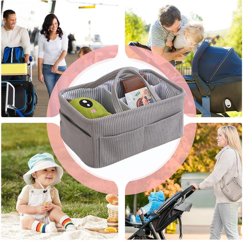 Generic Kids Diaper Organizer, Portable Corduroy Large Storage, Diaper Holder Nursery Organizer Bag, for Wipes Milk