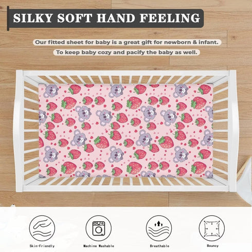 ZDCUSTOM 2 Packs Strawberry Koala Print Changing Pad Cover for Baby Boys Girls, Soft Polyester Fabric Diaper Chane