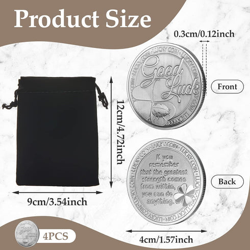 Hicarer 4 Leaf Clover Lucky Coins Specie Charms for St. Patrick's Day Party with 1 Black Flannel Storage Bag for Good