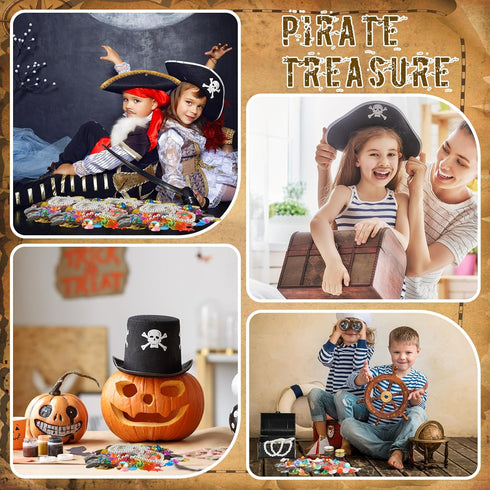 Hanaive 319 Pcs Pirate Treasure Playset - Fake Coins and Plastic Pirate Gems for Themed Adventures and Pool Parties