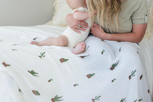 LEYL&ARI Cactus Muslin Swaddle Blanket | Soft Receiving Blankets for Infants | Cacti & Sand Design