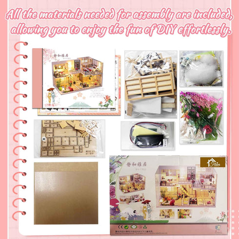 Flever Dollhouse Miniature DIY House Kit with Japanese Style, Creative Room with Furniture for Romantic Valentine's