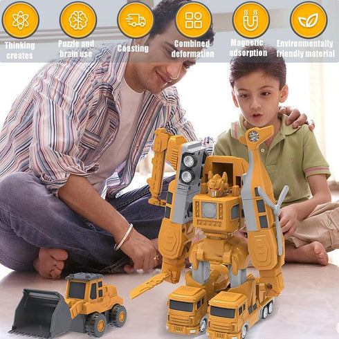 Sprstar 3-5 4-8 Series-35 Magnetic Transform Engineering Car Assembled Toys,Toy Construction Vehicles with Storage