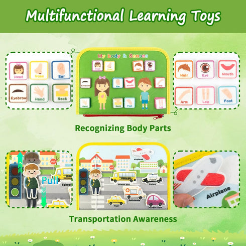 Letoya Toddler Busy Board, Farm Busy Book Montessori Toys for Toddlers, Sensory Board Learning Toy Educational Activity