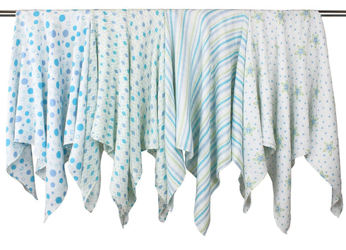j & alex 100% Set 4, 47 47 Cotton Muslin Swaddle Blankets, of Receiving Blanket for Baby Girls and Boys, Blue Large x