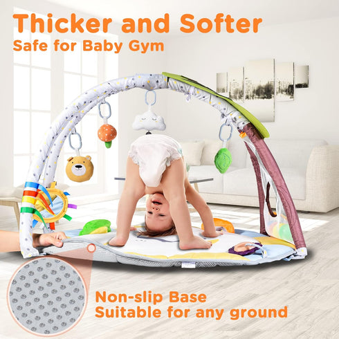 9 Lupantte Baby Gym Play Mat with Toys for Sensory and Motor Skill Development Language Discovery, Thicker Non-Slip