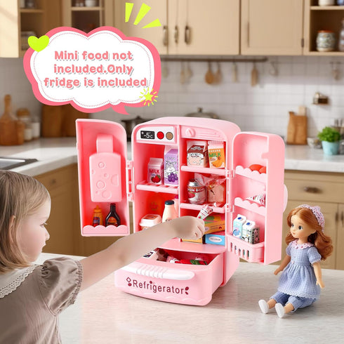 kimo Dollhouse Mini Refrigerator Furniture, Essential Kitchen Accessory for Dollhouse, Compatible with Mini Foods