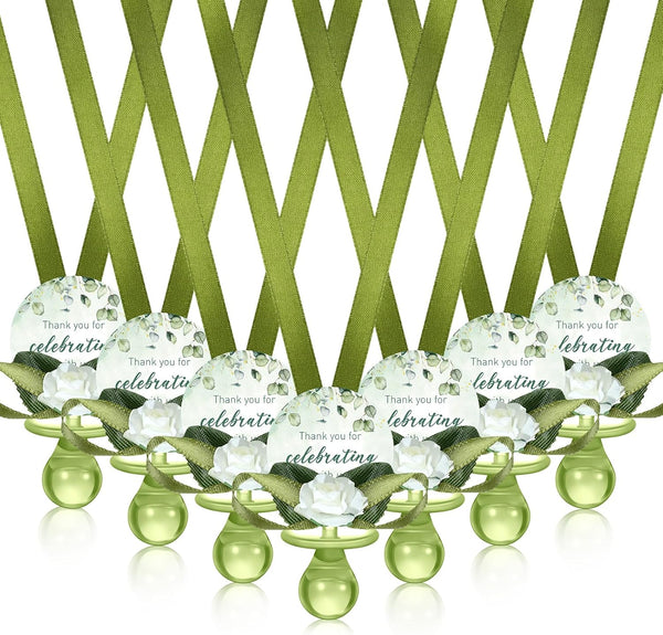 Coume 36 Pcs Sage Green Baby Shower Favors Acrylic Pacifier Necklace Thank