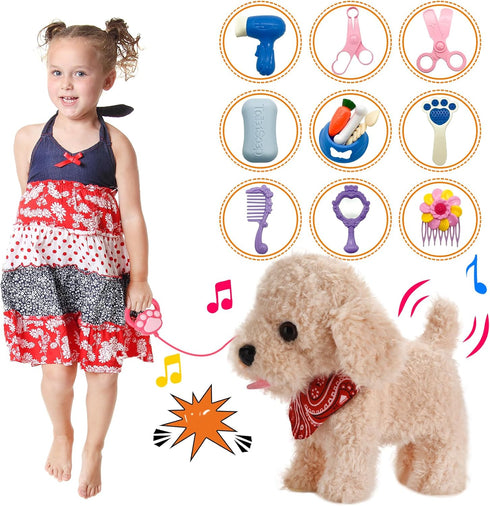 Set, 3, 4, 5, 6 Interactive Walking Plush Puppy Toy Dog, Remote Control Electronic Robot Dog Realistic Wagging Tail