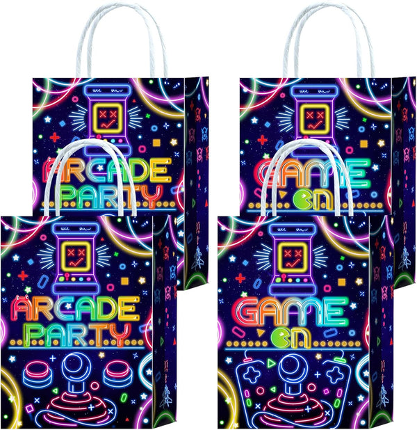 16 Pieces Arcade Gaming Goodie Bags - Birthday Party Supplies, Treat Candy Favors for Kids Adults (Arcade-Blue)