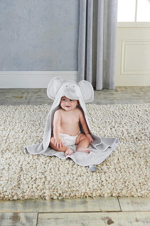 Grey/White Little Peanut Elephant Hooded Spa Towel