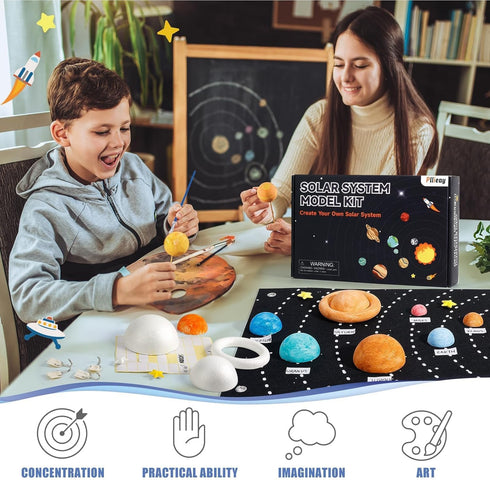 Pllieay Solar System Model Kit for School Science Projects, DIY Felt Backdrop Solar System Project Kit Includes Felt