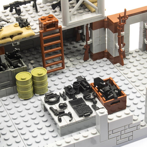 500+ Pcs Military Base Building Brick Sets – Defence Base Guard Tower for Army Mini Figures
