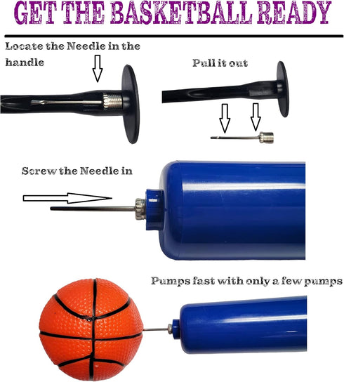 Clip-On Trash Can Basketball Set with Hoop, Inflatable Mini Basketball and Hand Pump for Office Home Fun