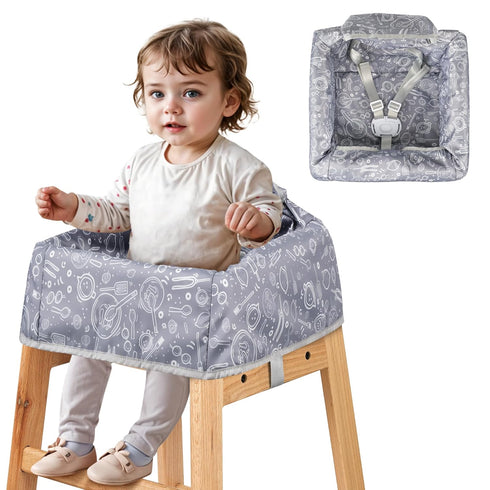 Sprouterie High Chair Cover for Baby Restaurant with Safety Harness Stain and Slip