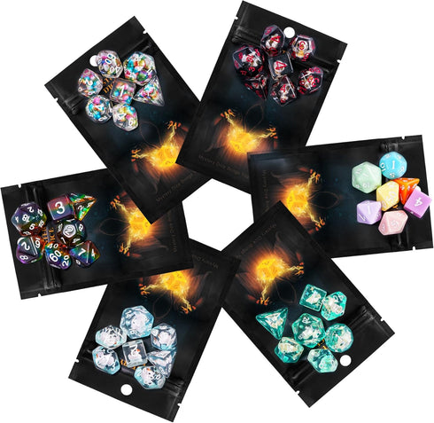 Mystery Dice Set D&D, 7PCS Polyhedral Dice with Multi Styles, Random Pattern, Resin Dice for Dungeons and Dragons