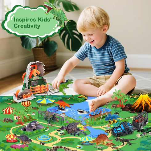 ROSEORGUN 3-5, 12 Set 3+ Dinosaur Toys for Kids Realistic Dinosaur Figures with a Detachable Dino Head for Scenes, Map