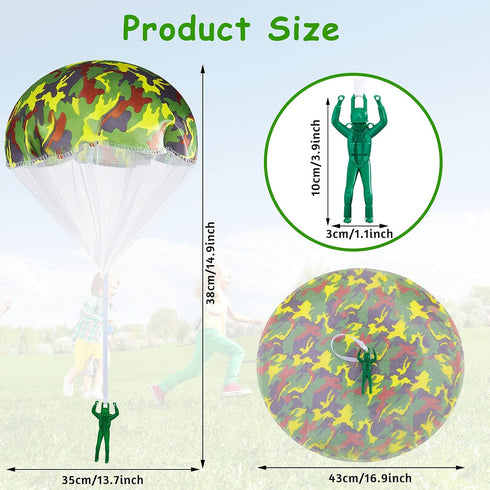 Aoriher 12 Pcs American Flag Army Parachute Toy, Hand Throwing Men Toy Figures, Outdoor Games for Teens Boys