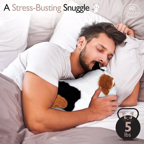 Weighted Stuffed Animal - 5 lbs, 20" Large Cat Plush for Anxiety - Microwavable Weighted Plush for Adults & Kids