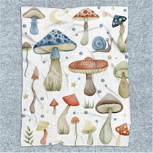 Mushroom Baby Blanket, Mushroom Baby Nursery Bedding Blanket, Custom Mushroom Baby Receiving