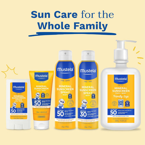 Mustela Baby Mineral Sunscreen Lotion SPF 50, Face & Body for Sensitive Skin, Water Resistant & Fragrance Free