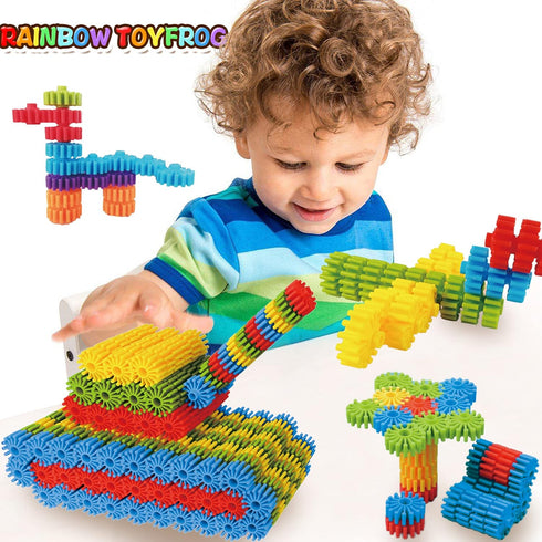 RAINBOW TOYFROG 100 Piece Interlocking Gears Toys Kit with Tote - Colorful Manipulatives for Kids' Sensory Bin