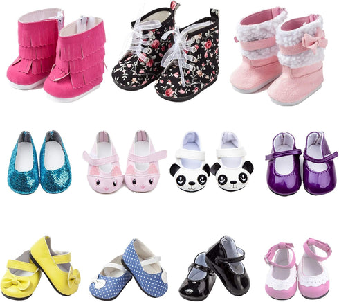 6 Pairs of Doll Shoes - Include Boots Leather Shoes for 18 Inch American Girl Doll