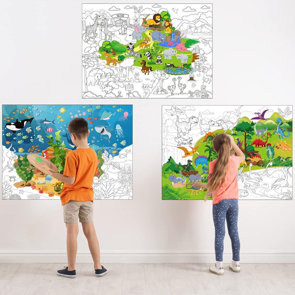 Funrous Set of 3 Jumbo Giant Coloring Poster 45 x 32 Inch