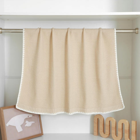 mimixiong Cotton Baby Blanket for Nursery Swaddling - Gender Neutral Shower Gift Registry for Baby Camel 40 x 30 Inch