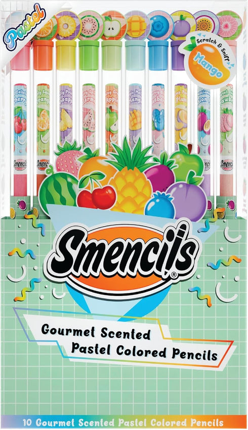 10 Count, Pastel Colored Smencils - Patented Gourmet Scented Colored Pencils made from Recycled Newspapers, Gifts