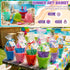 6 Set 6 Summer (7.5 5.9 Inch) Didaey Beach Sand Buckets and Shovels, Include Sand Pail Bucket Colors with Castle Design
