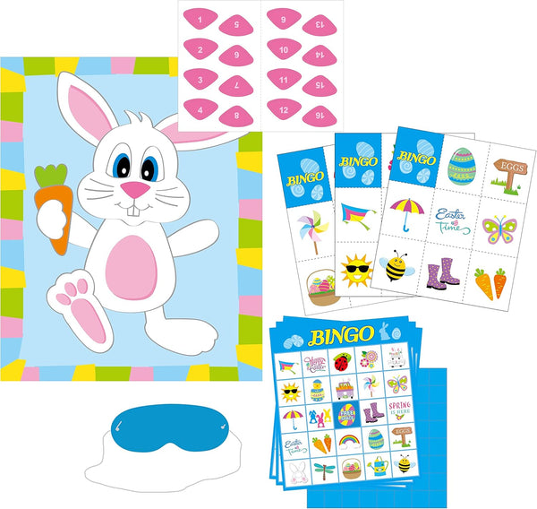 Iconikal Easter Bingo and Pin The Nose on The Bunny Game Set for 32 Players