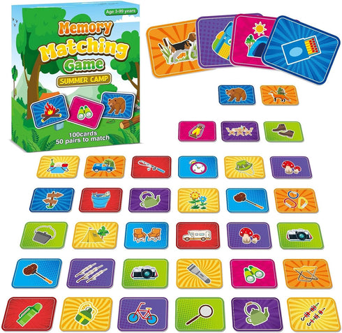 gisgfim 50 Pairs Memory Matching Game for Kids - Summer Camp Concentration Games for Ages 4-8