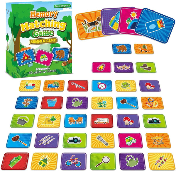 gisgfim 50 Pairs Memory Matching Game for Kids - Summer Camp Concentration Games for Ages 4-8