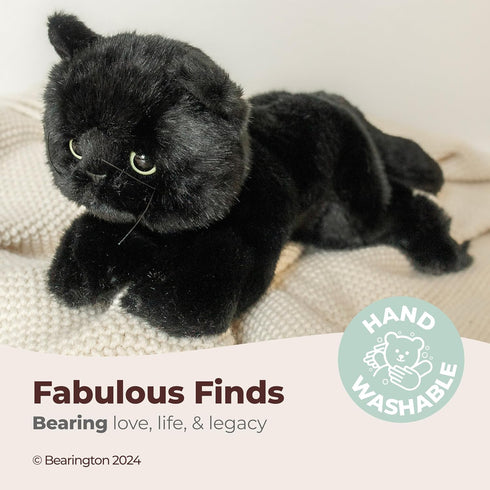 Bearington Collection Jinx 15-Inch Realistic Black Cat Plush Toy for Kids