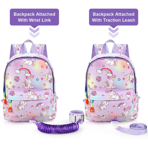 Accmor Toddler Harness Backpack Leash, Mini Unicorn Backpacks with Anti-Lost Wrist Link, Cute Child Backpack Walking
